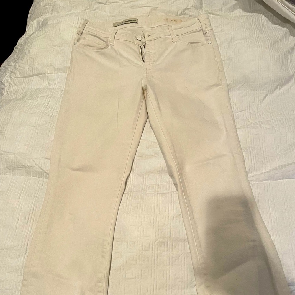 Pilero and the letterpress- white jeans, fringed bottoms, size 27